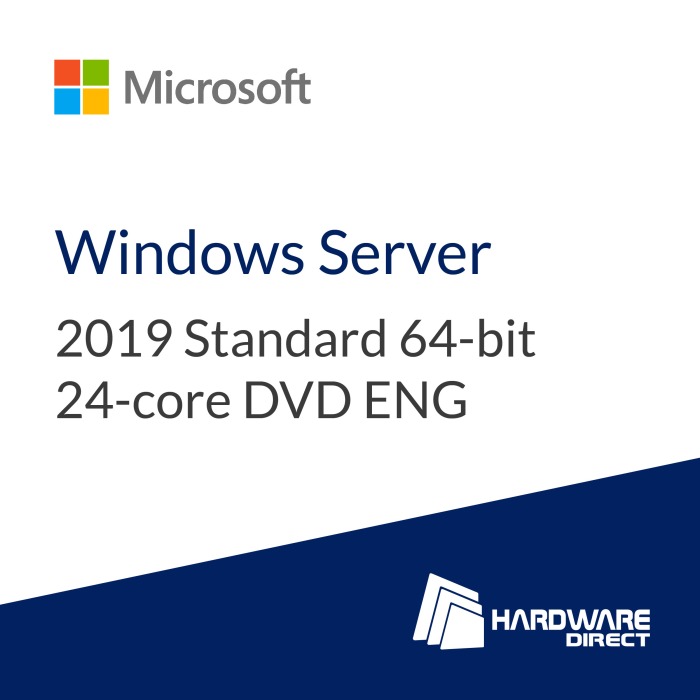 Betriebssystem Microsoft Windows Server 2019 Standard 64-bit 24-core DVD ENG