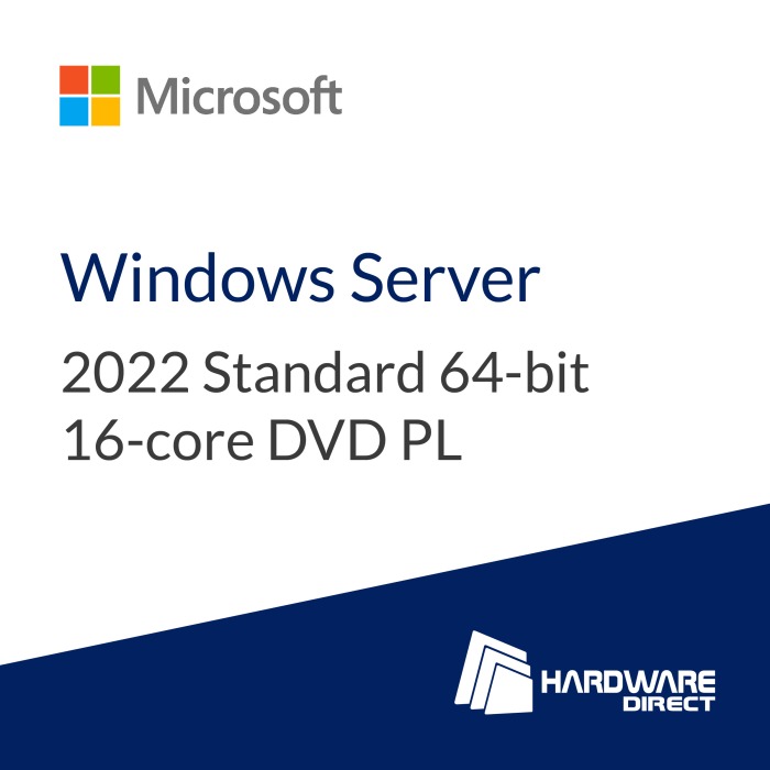 Betriebssystem Microsoft Windows Server 2022 Standard 64-bit 16-core DVD PL