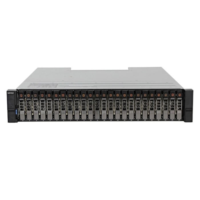 Dell PowerVault Disk-Array ME4024mit 2x FC (10/16Gb) controller, 6x 1.92TB SSD SAS, 2x 580W AC PSU, Montageschienen, Abdeckung