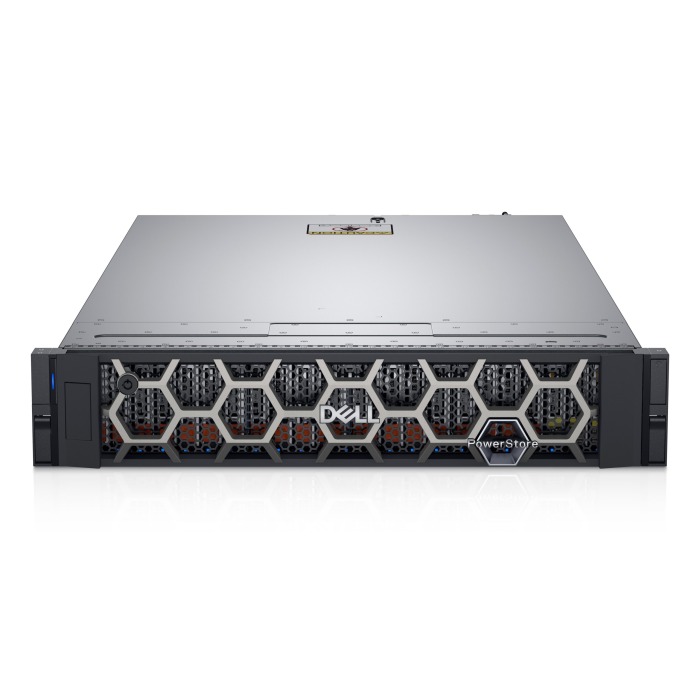 Disk-Array Dell PowerStore 5200T mit, 2x Doppel-E/A-Modul (4x32Gb FC), 6x 1.92TB SSD NVMe, Montageschienen, Abdeckung