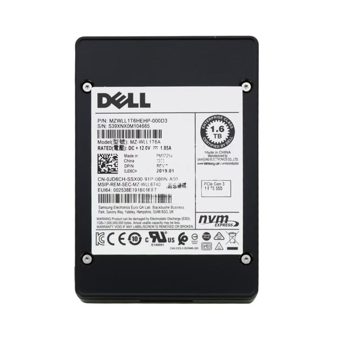 Festplatte Dell 1.6TB SSD PCIe NVMe PCIe 3.0x4 2.5" TLC MU JD6CH
