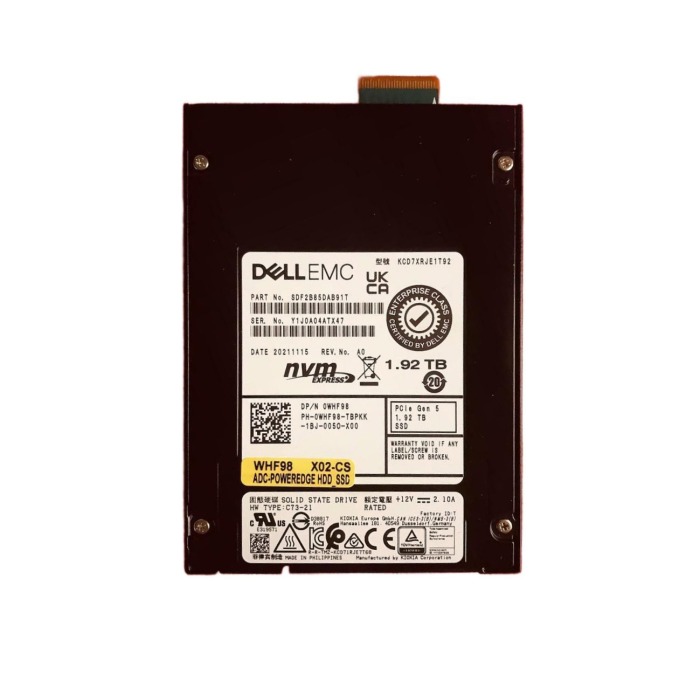Festplatte Dell 1.92TB SSD NVMe PCIe 5.0x4 E3.S 3D TLC RI WHF98