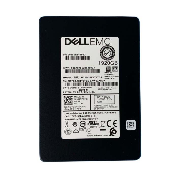 Festplatte Dell 1.92TB SSD SATA 6G 2.5" TLC RI AES-256 GYGVV