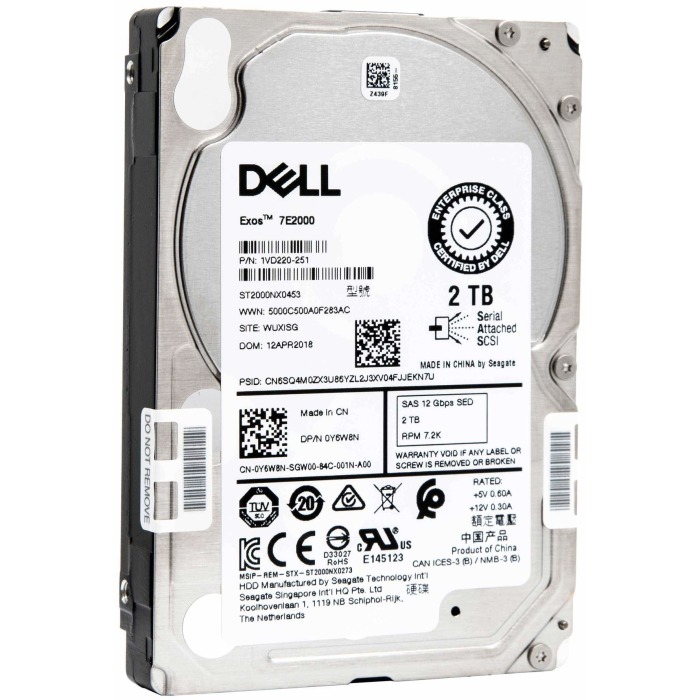 Festplatte Dell 2TB 7.2K HDD SAS 12G 2.5" Self Encrypting Drive 512n 128MB Y6W8N