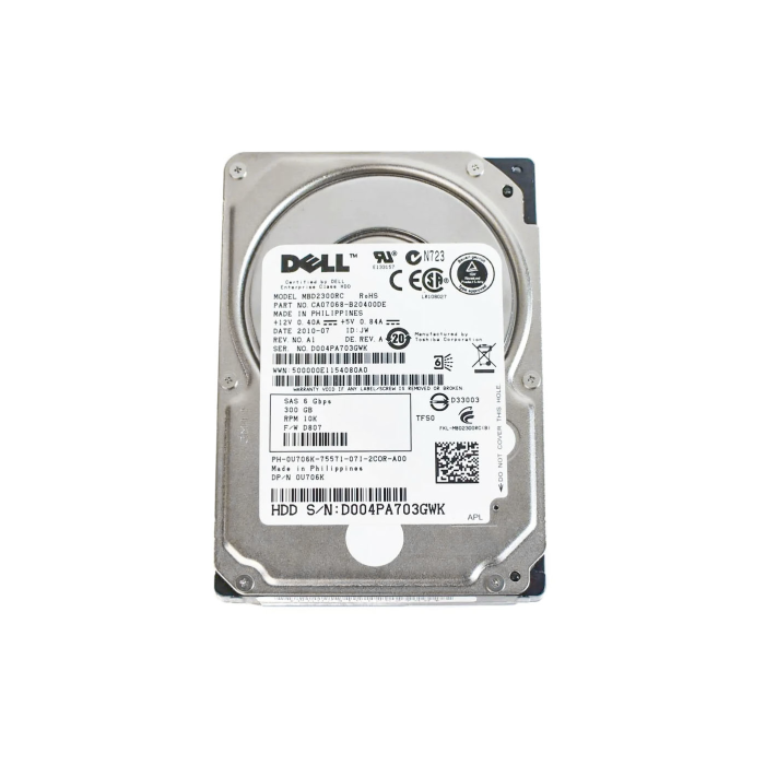 Festplatte Dell 300GB 10K HDD SAS 6G 2.5" 512n 16MB U706K