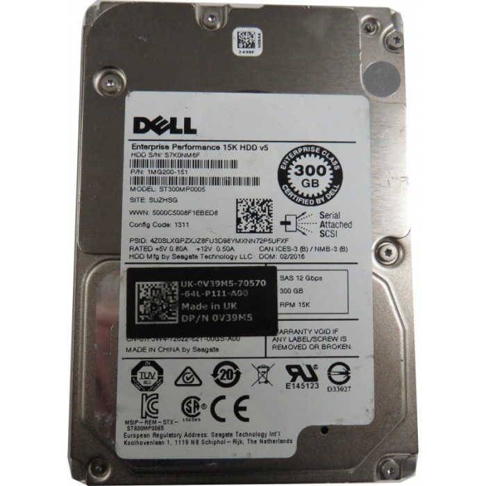 Festplatte Dell 300GB 15K HDD SAS 12G 2.5" 512n 128MB V39M5