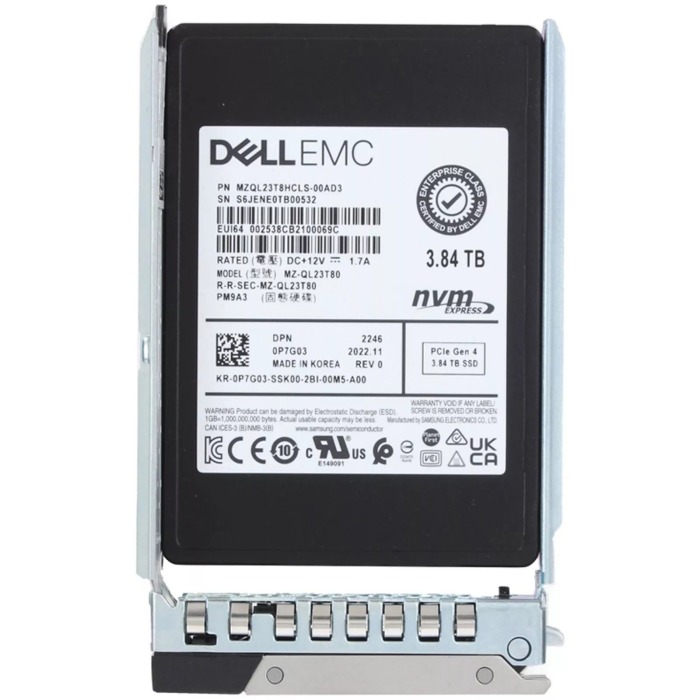 Festplatte Dell 3.84TB SSD NVMe PCIe 4.0x4 U.2 2.5" TLC P7G03