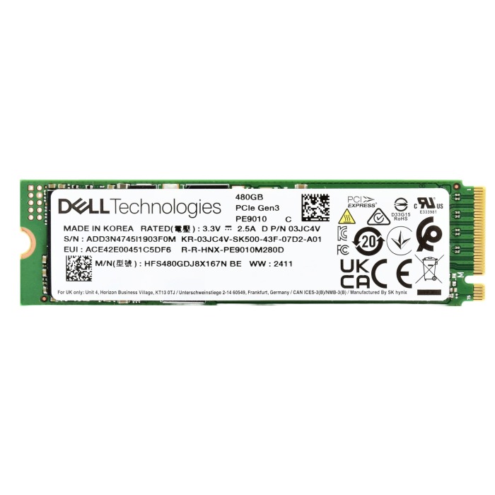 Festplatte Dell 480GB SSD NVMe PCIe 3.0 M.2 2280 TLC RI 3JC4V