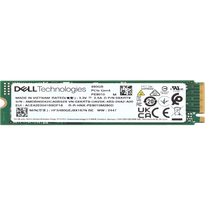 Festplatte Dell 480GB SSD NVMe PCIe 4.0 M.2 2280 RI XKRT9