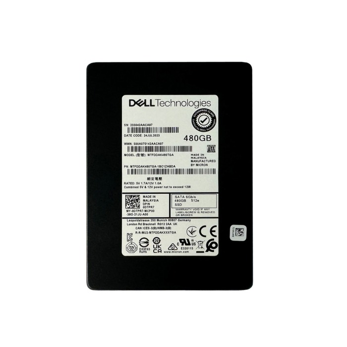 Festplatte Dell 480GB SSD SATA 6G 2.5" TLC AES-256 512e DTPR7
