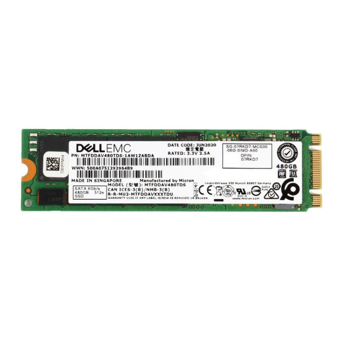 Festplatte Dell 480GB SSD SATA 6G M.2 2280 TLC 512e 7RKD7