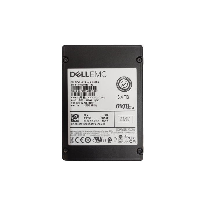 Festplatte Dell 6.4TB SSD NVMe PCIe 4.0x8 U.2 2.5" TLC MU AES-256 F6V5P