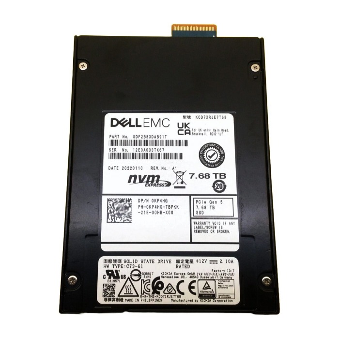 Festplatte Dell 7.68TB SSD NVMe 5.0x4 E3.S TLC RI KP4HG
