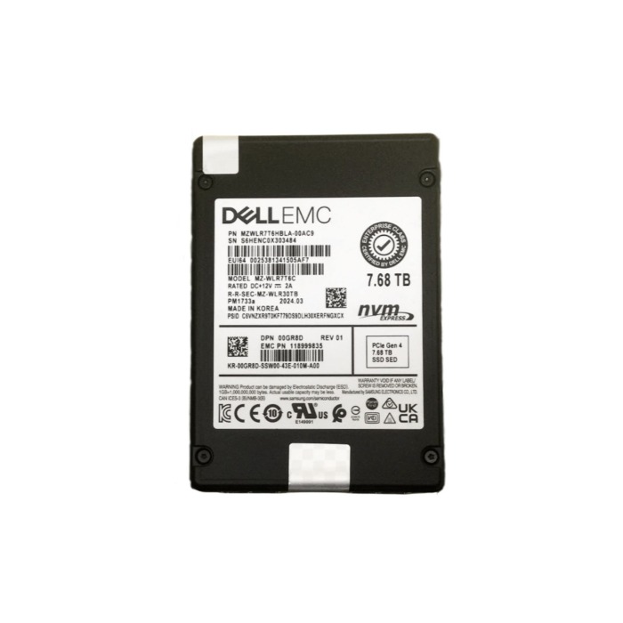 Festplatte Dell 7.68TB SSD NVMe PCIe 4.0x4 U.2 2.5" V-NAND TLC RI 0GR8D