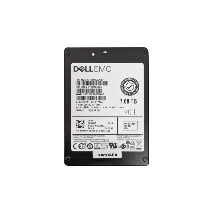 Festplatte Dell 7.68TB SSD SAS 12G 2.5" TLC RI RRXD7