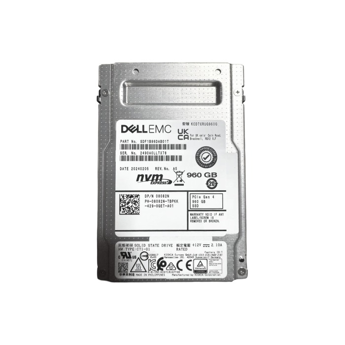 Festplatte Dell 960GB SSD NVMe PCIe 4.0x4 U.2 2.5" 3D TLC RI AES-256 8082N