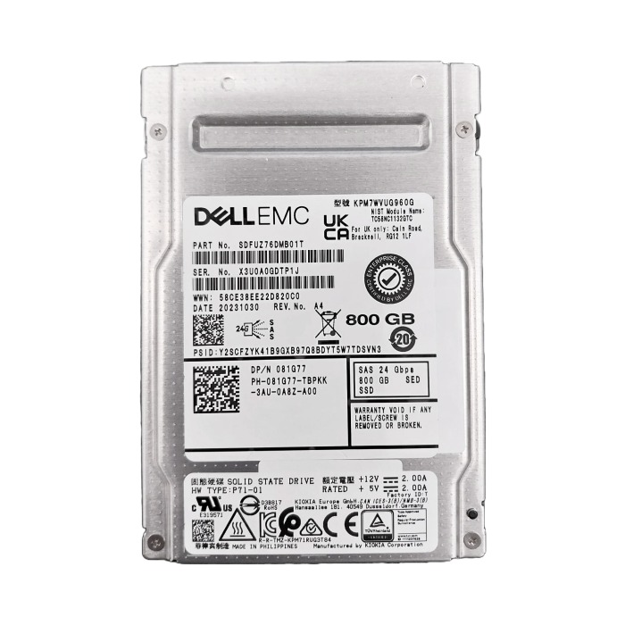 Festplatte Dell Kioxia 800GB SSD SAS-4 24G 2.5" TLC MU 81G77