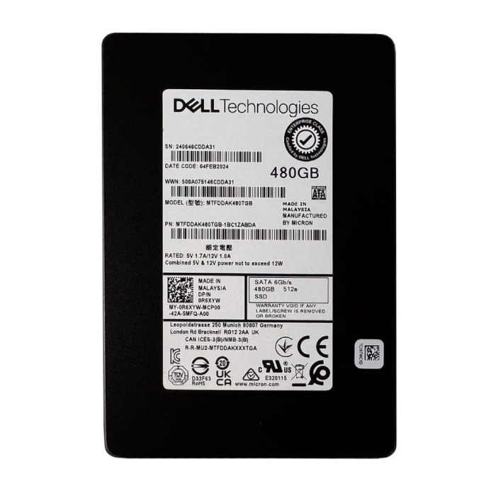 Festplatte Dell Micron 480GB SSD SATA 6G 2.5" TLC MU R6XYW