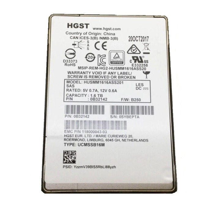 Festplatte EMC 1.6TB SSD SAS 12G 2.5" MLC TCG 118000043-03