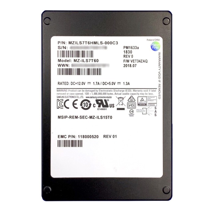 Festplatte EMC 7.68TB SSD SAS 12G 2.5" TLC RI 118000520