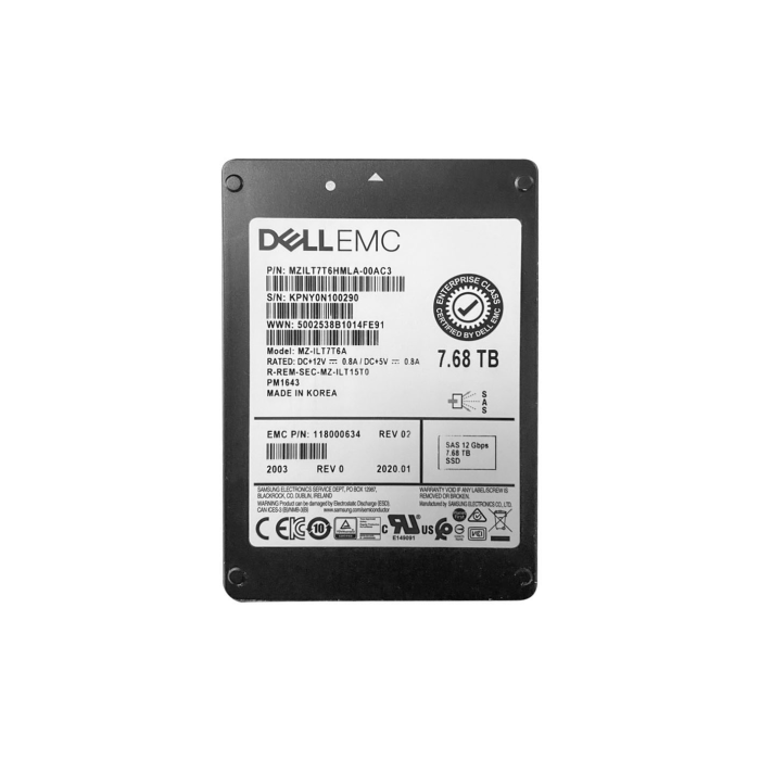 Festplatte EMC 7.68TB SSD SAS 12G 2.5" TLC RI AES-256 118000634