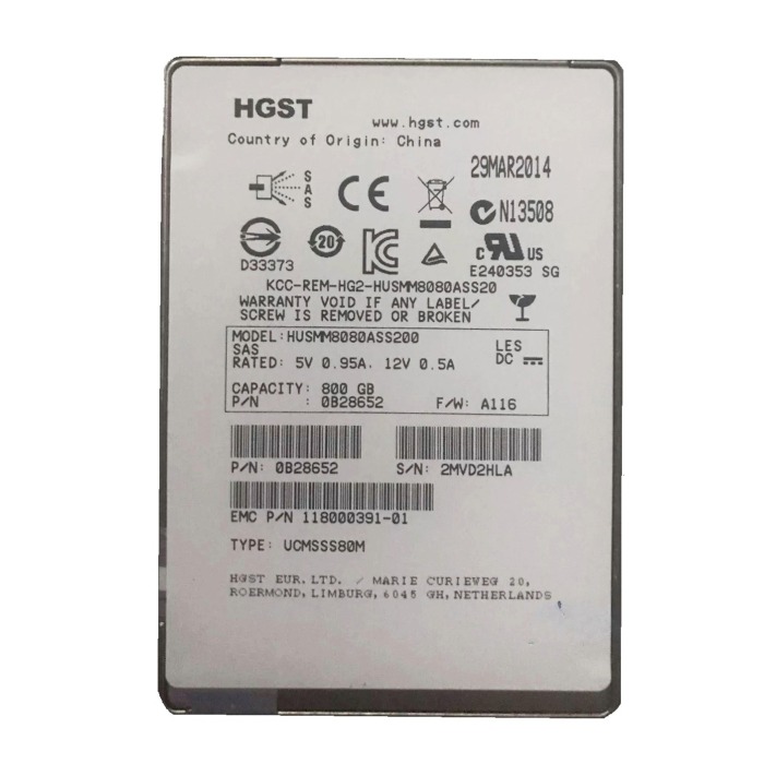 Festplatte EMC 800GB SSD SAS 12G 2.5" MLC WI 118000391-01