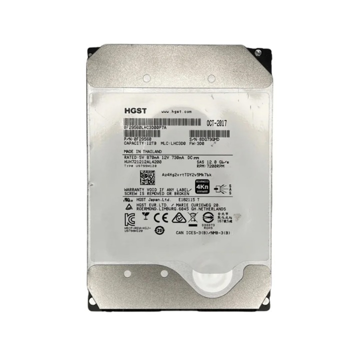 Festplatte HGST 12TB 7.2K HDD SAS 12G 3.5" 4KN 256MB 0F29560