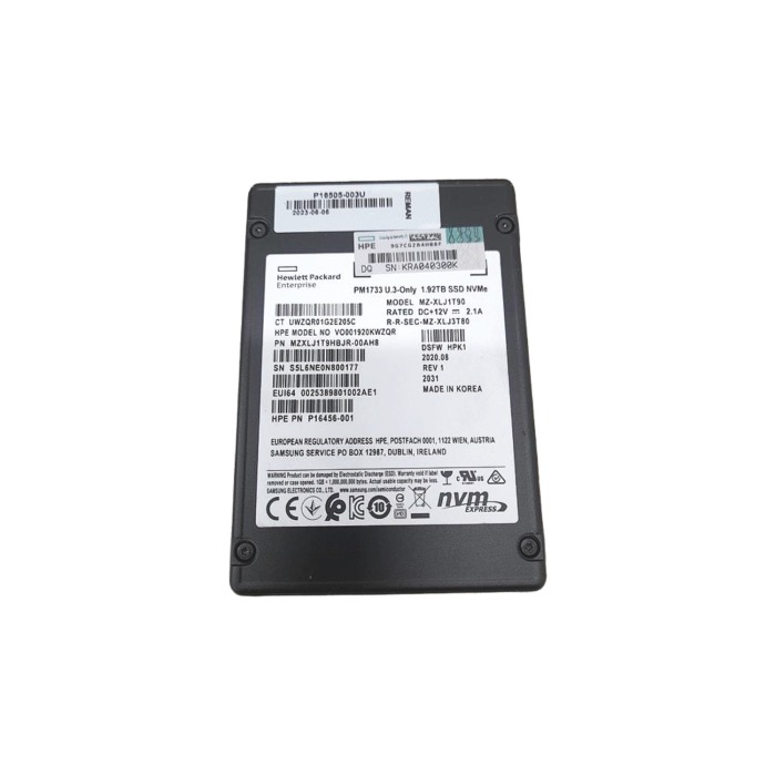 Festplatte HPE 1.92TB SSD NVMe PCIe 4.0 U.3 2.5" V-NAND TLC RI AES-256 P16456-001
