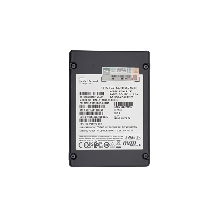 Festplatte HPE 1.92TB SSD NVMe PCIe 4.0x4 U.3 2.5" RI P36976-002