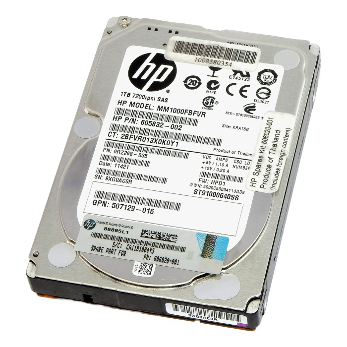 Festplatte HPE 1TB 7.2K HDD SAS 6G 2.5" 512n 16MB 605832-002