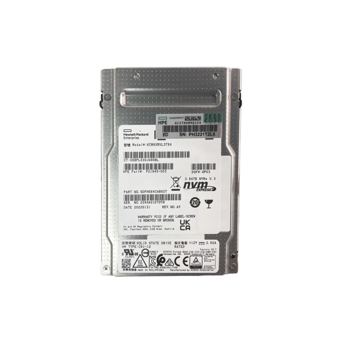 Festplatte HPE 3.84TB SSD NVMe PCIe 4.0 U.3 2.5" 3D TLC RI AES-256 P21840-003