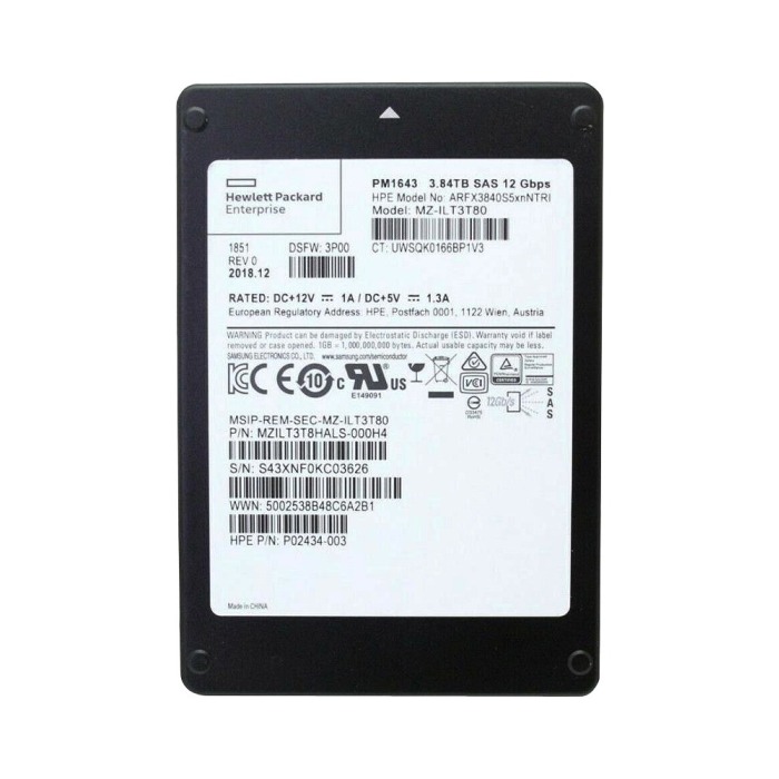Festplatte HPE 3.84TB SSD SAS 12G 2.5" V-NAND RI P02434-003