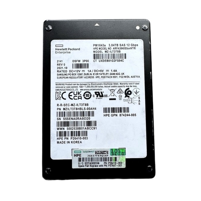 Festplatte HPE 3.84TB SSD SAS 12G 2.5" V-NAND RI P26410-003