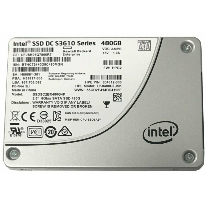Festplatte HPE 480GB SSD SATA 6G 2.5" MLC MU 804612-006