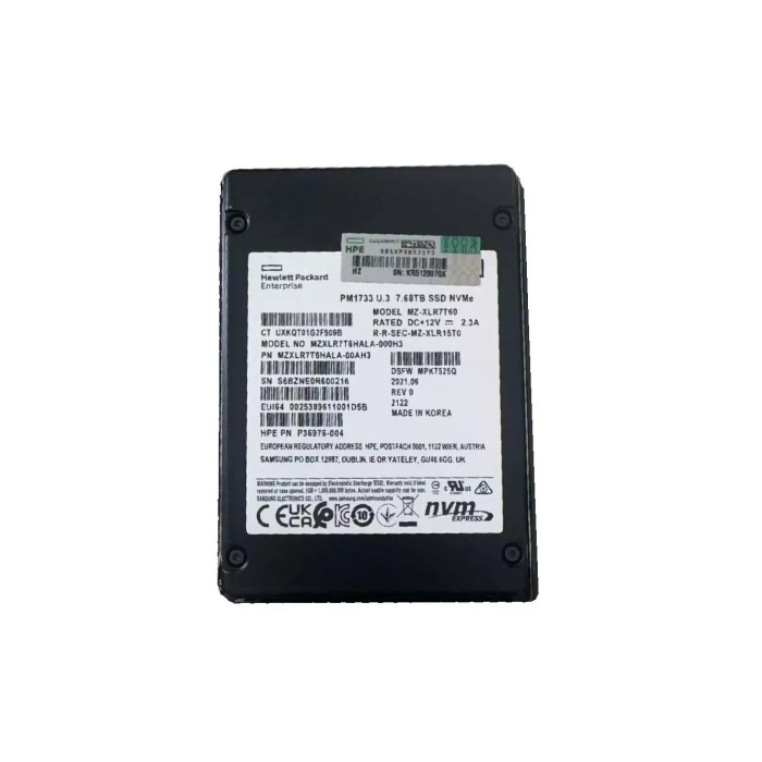 Festplatte HPE 7.68TB SSD NVMe PCIe 4.0x4 U.2 2.5" RI P36976-004