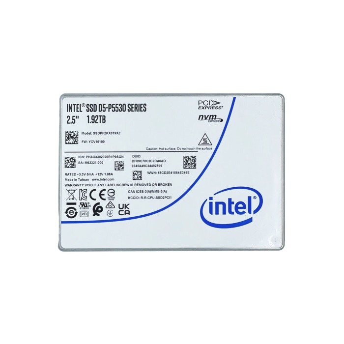 Festplatte Intel 1.92TB SSD NVMe PCIe 4.0x4 U.2 2.5" 3D TLC NAND RI 512 SSDPF2KX019XZN1