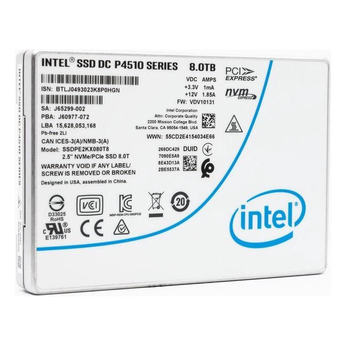 Festplatte Intel 8TB SSD NVMe 3.1x4 U.2 SSDPE2KX080T8O