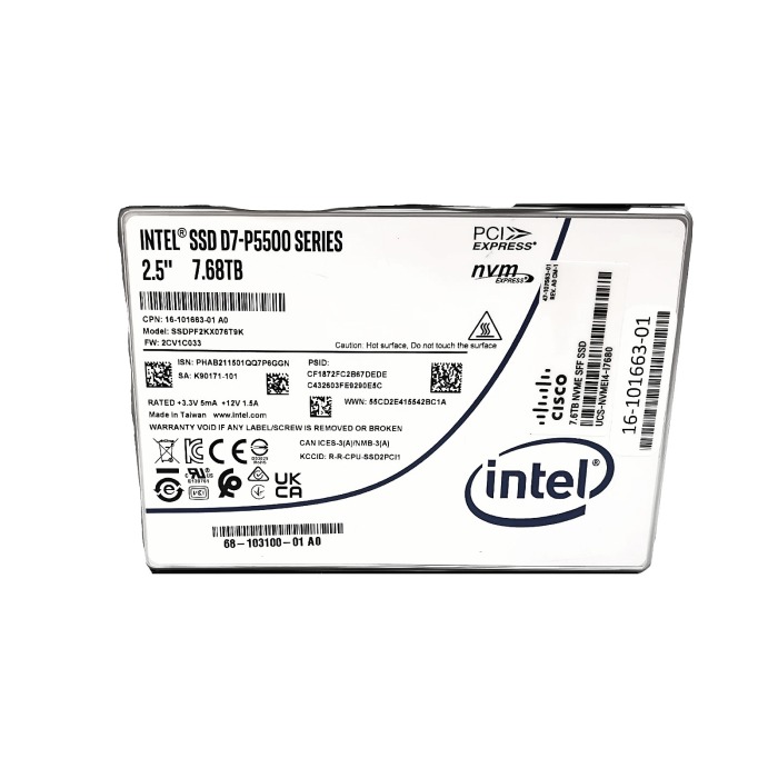 Festplatte Intel Cisco 7.68TB SSD NVMe PCIe 4.0x4 U.3 2.5" RI SSDPF2KX076T9K