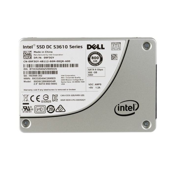 Festplatte Intel Dell 800GB SSD SATA 2.5" MLC MU AES-256 9F3GY