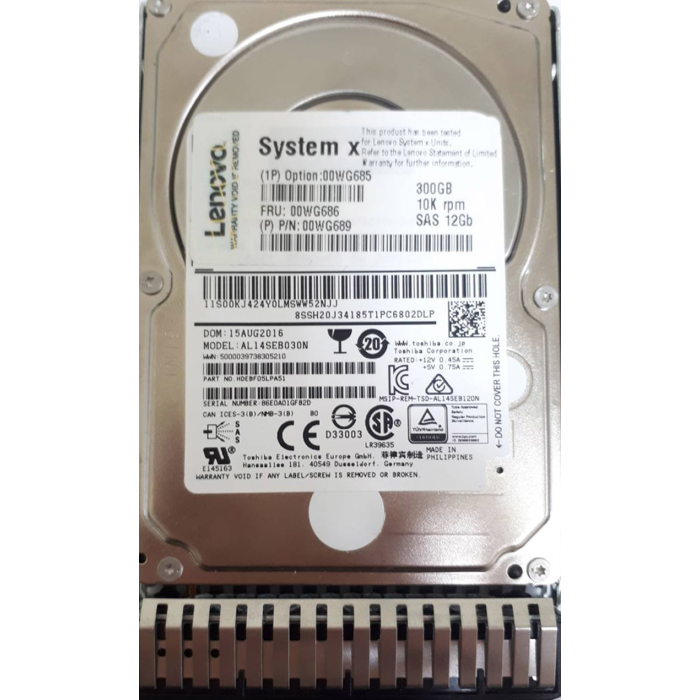 Festplatte Lenovo 300GB 10K HDD SAS 12G 2.5" 512n 128MB 00WG686