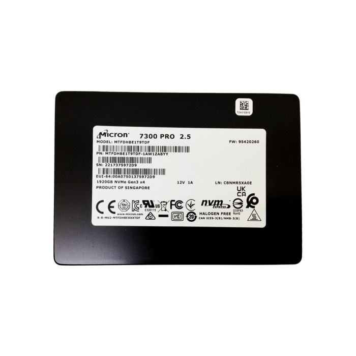 Festplatte Micron 1.92TB SSD NVMe PCIe 3.0x4 U.2 2.5" 3D TLC NAND RI MTFDHBE1T9TDF-1AW1ZABYY