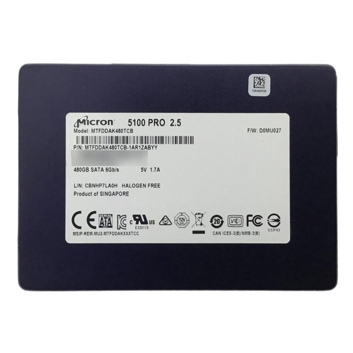 Festplatte Micron 480GB SSD SATA 6G 2.5" TLC RI 512e MTFDDAK480TBY-1AR1ZABYY