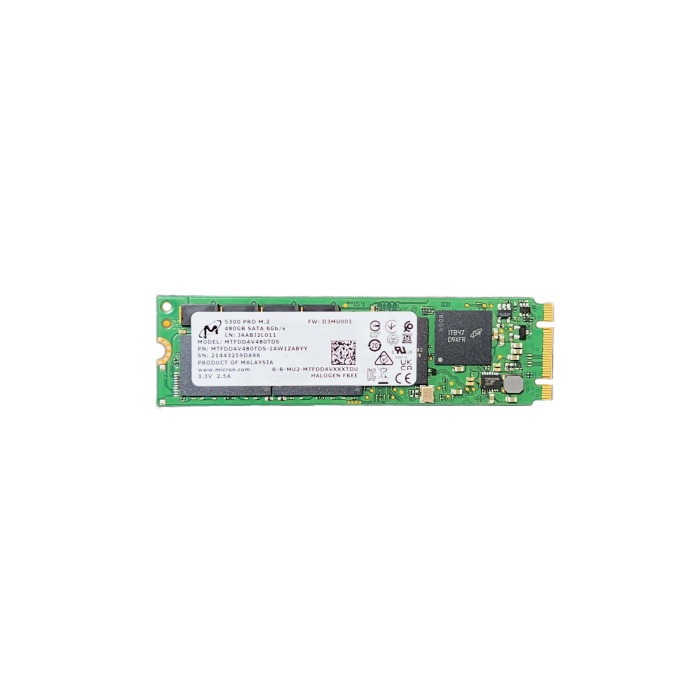 Festplatte Micron 480GB SSD SATA 6G M.2 2280 3D TLC NAND AES-256 512e MTFDDAV480TDS-1AW1ZABYY