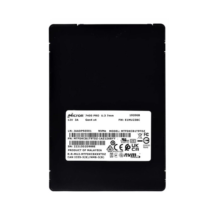 Festplatte Micron 7400 PRO 1.92TB SSD NVMe PCIe 4.0x4 U.3 MTFDKCB1T9TDZ-1AZ1ZABYY