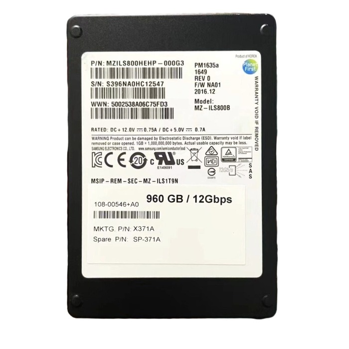 Festplatte Netapp 960GB SSD SAS 12G 2.5" TLC MZILS800HEHP-000G3