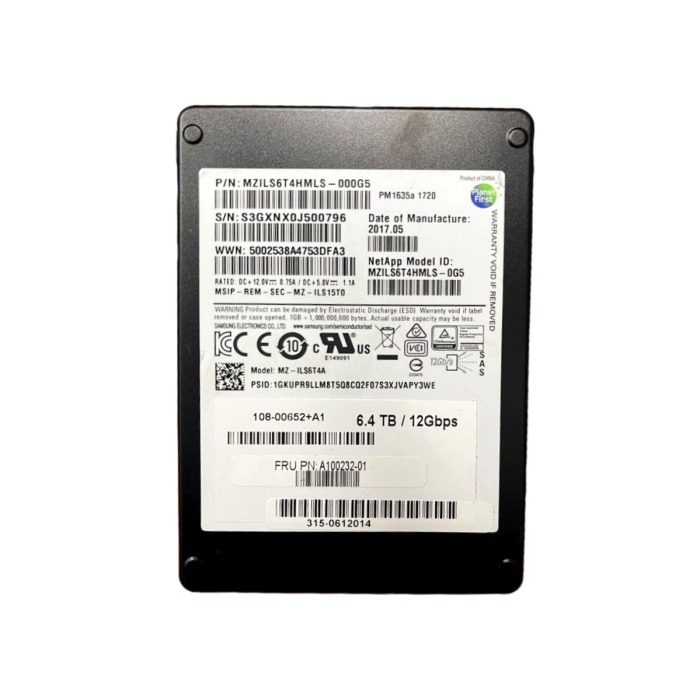 Festplatte Netapp Samsung 6.4TB SSD SAS 12G 2.5" V-NAND TLC MU 108-00652+A1