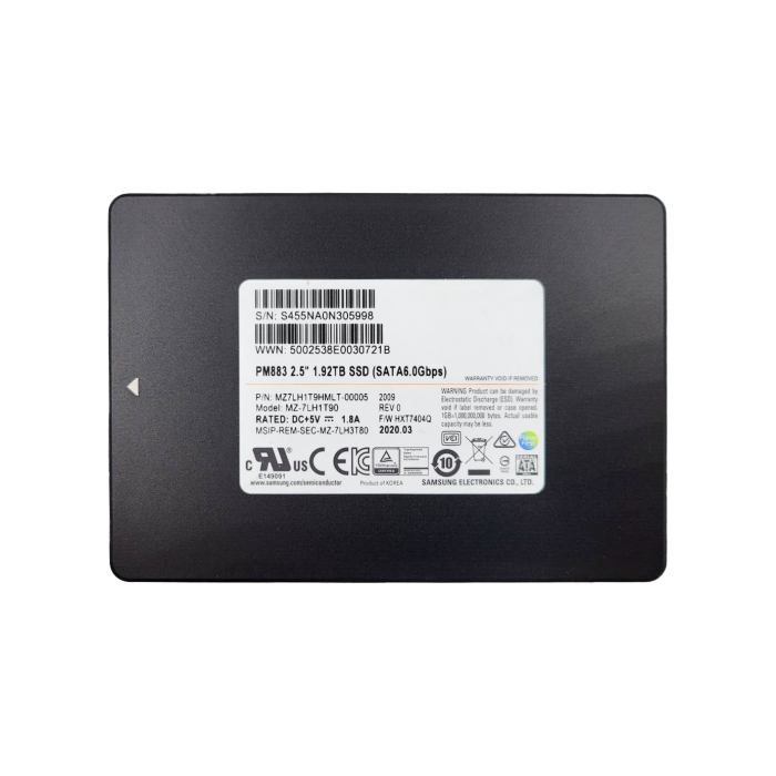 Festplatte Samsung 1.92TB SSD SATA 6G 2.5" TLC RI AES-256 512 MZ7LH1T9HMLT-00005
