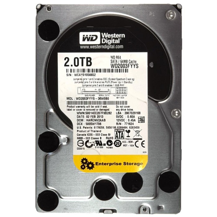 Festplatte WD 2TB 7.2K HDD SATA 3G 3.5" 512e 64MB WD2003FYYS-36W0B0