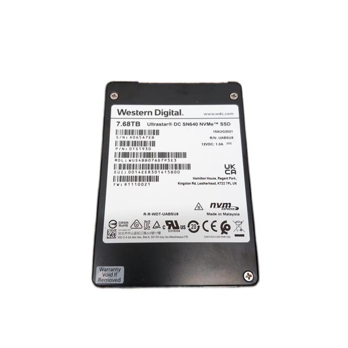 Festplatte WD 7.68TB SSD NVMe PCIe 3.0x4 U.2 2.5" TLC RI ISE 0TS1930