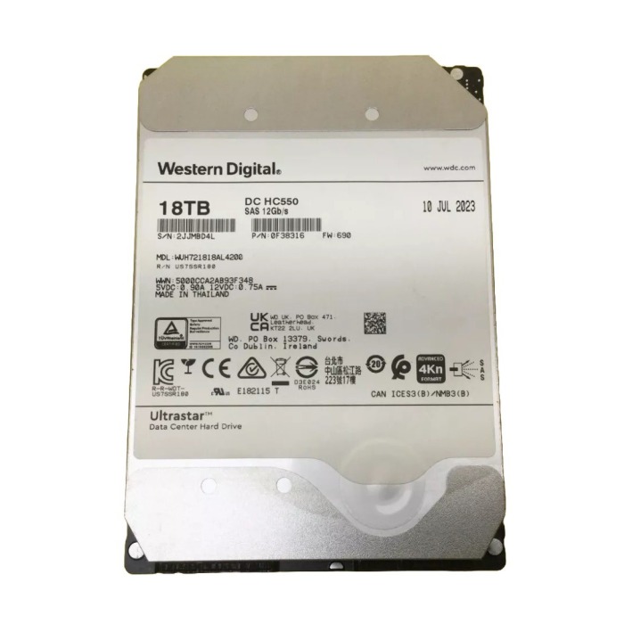 Festplatte WD Ultrastar DC HC550 18TB 7.2K SAS 12G 3.5" 512e 512MB 0F38316
